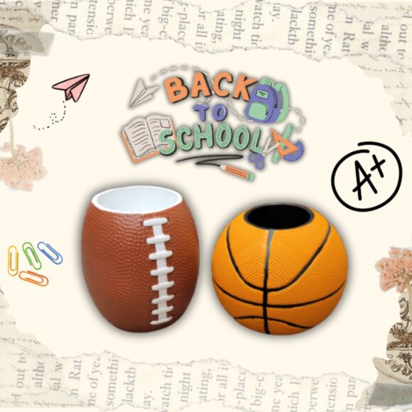 3D Printed Football Pencil Holder, Brown Desk Organizer, 5.5″ Unique Office Déc - Picture 5 of 5